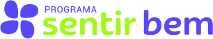 banner do programa sentir bem em tons de roxo e verde